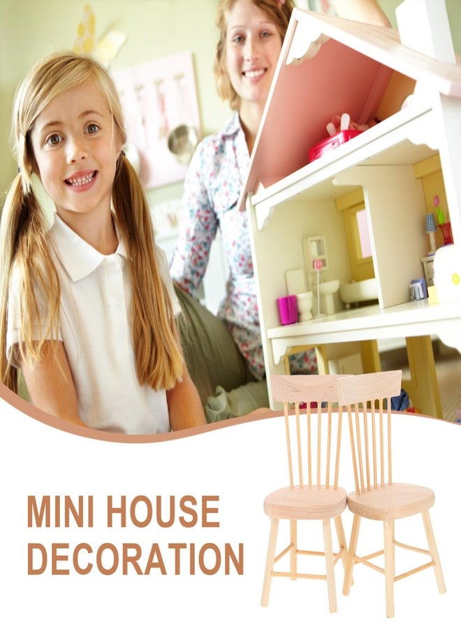 SHINEOFI 2Pcs Miniature Dollhouse Chairs - 1:12 Scale Wooden DIY Model Furniture for Dollhouse Decor, Tiny Chair Toys, Crafts, Mini Home Accessories, DIY Room Displays - Image 3